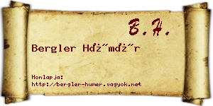 Bergler Hümér névjegykártya